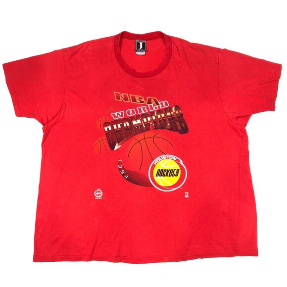 Vintage 1994 Houston Rockets NBA World Champs Red Tee T Shirt Size 2XL B14 - Picture 1 of 7